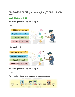 Giải SGK Toán lớp 2 Tập 2 trang 61, 62, 63, 64 Bài 54: Luyện tập chung | Kết nối tri thức