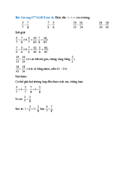 Điền dấu >; <; = vào ô trống: 5/7    7/9