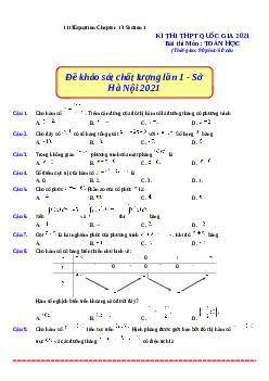 Đề khảo sát chất lượng môn Toán lớp 12 lần 1 năm 2021 - Sở Hà Nội