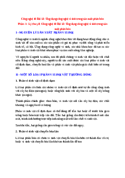 Công nghệ 10 Bài 13 (Lý thuyết và trắc nghiệm): Ứng dụng công nghệ vi sinh trong sản xuất phân bón