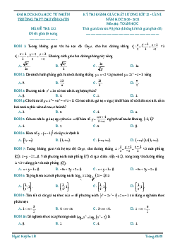 Đề đánh giá chất lượng Toán 12 lần 1 năm 2020 – 2021 trường chuyên KHTN – Hà Nội có đáp án