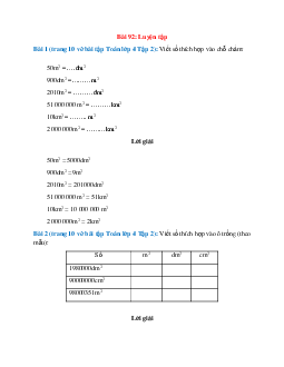 Vở bài tập Toán lớp 4 trang 10 Bài 92: Luyện tập