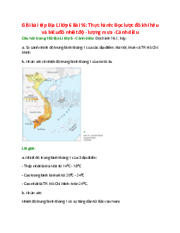 Giải SGK Địa lí 6 Bài 16 (Cánh diều): Thực hành: Đọc lược đồ khí hậu và biểu đồ nhiệt độ - lượng mưa