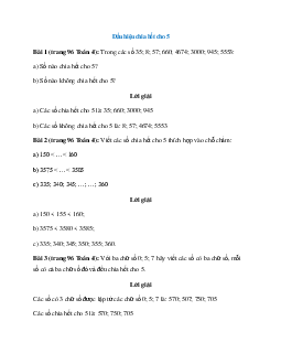 Toán lớp 4 trang 96 Dấu hiệu chia hết cho 5