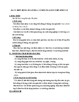 Giáo án Sinh học 12 Bài 39: Biến động số lượng cá thể của quần thể sinh vật mới nhất - CV5555