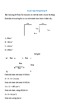 Tính diện tích miếng bìa có các kích thước theo hình vẽ dưới đây: 96cm2; 192cm2