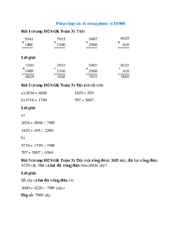 Toán lớp 3 trang 102 Phép cộng các số trong phạm vi 10 000