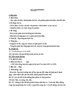 Giáo án Sinh học 9 Bài 18: Prôtêin mới nhất - CV5512