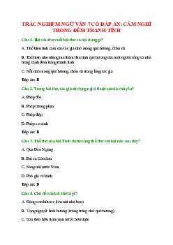 Trắc nghiệm Cảm nghĩ trong đêm thanh tĩnh có đáp án – Ngữ văn lớp 7