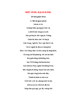 Phú sông Bạch Đằng - Tác giả tác phẩm – Ngữ văn lớp 10
