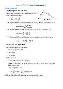 Bài tập ôn tập chương I hình học 9 chọn lọc, có đáp án