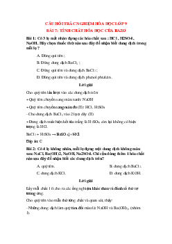 40 câu Trắc nghiệm Tính chất hóa học của bazơ có đáp án 2023 – Hóa học lớp 9