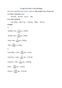 Viết các số đo sau dưới dạng số thập phân: Có đơn vị đo là ki-lô-gam: 1kg 400g