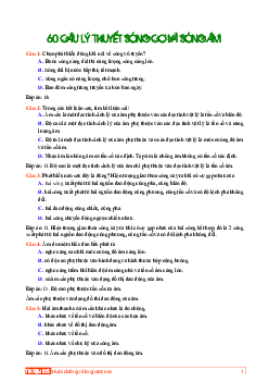 Bộ Đề 60 Câu Lý Thuyết Sóng Cơ Và Sóng Âm Môn Vật Lý Lớp 12