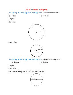 Vở bài tập Toán lớp 5 Tập 2 trang 10 Bài 94: Hình tròn. Đường tròn