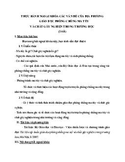 Giáo án GDCD 12 Ngoại khóa Giáo dục phòng chống ma túy và chất gây nghiện trong trường học mới nhất