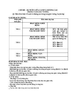 Giáo án Hình học 9 chương 1 bài 1: Hệ thức giữa cạnh và đường cao trong tam giác vuông mới nhất