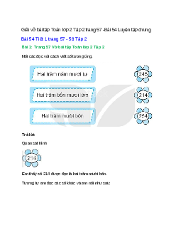 Vở bài tập Toán lớp 2 Tập 2 trang 57, 58, 59 Bài 54: Luyện tập chung | Kết nối tri thức