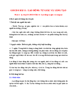 Lý thuyết GDCD 8 Bài 11 (mới 2023 + 10 câu trắc nghiệm): Lao động tự giác và sáng tạo