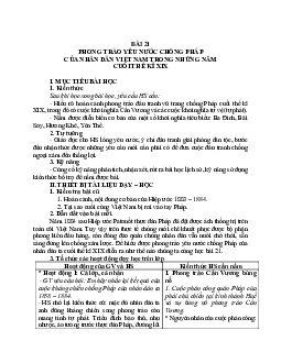 Giáo án Lịch sử 11 Bài 21 phong trào yêu nước chống Pháp của nhân dân Việt Nam trong những năm cuối thế kỉ XIX mới nhất