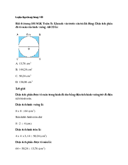 Khoanh vào trước câu trả lời đúng: Diện tích phần đã tô màu của hình vuông ABCD là