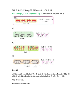 Giải SGK Toán lớp 2 Tập 2 trang 6, 7, 8 Phép nhân – Cánh diều