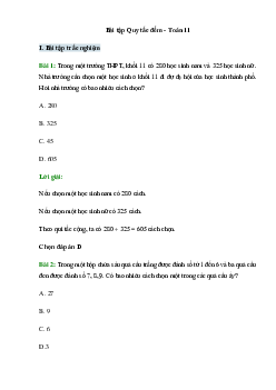 50 Bài tập Quy tắc đếm (có đáp án)- Toán 11