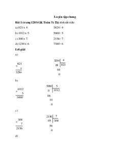 Đặt tính rồi tính: 821 x 4