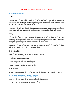 Hệ thống lý thuyết và bài tập về Hỗn số - Số thập phân - Phần trăm có lời giải