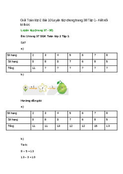 Giải SGK Toán lớp 2 Tập 1 trang 37, 38, 39 Bài 10 Luyện tập chung | Kết nối tri thức