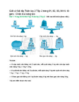 Vở bài tập Toán lớp 2 Tập 2 trang 91, 92, 93, 94: Ki- lô- gam | Chân trời sáng tạo