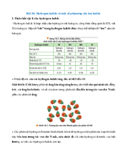 Lý thuyết Hydrogen halide và một số phản ứng của ion halide (Chân trời sáng tạo 2024) hay, chi tiết | Hóa học 10
