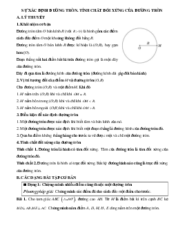 Lý thuyết Sự xác định đường tròn. Tính chất đối xứng của đường tròn (mới 2023 + bài tập) hay, chi tiết - Toán 9