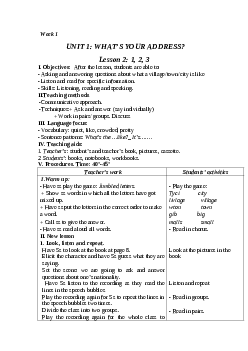 Giáo án tiếng anh 5 unit 1: What’s your address? mới nhất