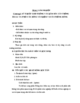 Giáo án Công Nghệ 7 Bài 22: Vai trò của rừng và nhiệm vụ của trồng rừng mới nhất - CV5555