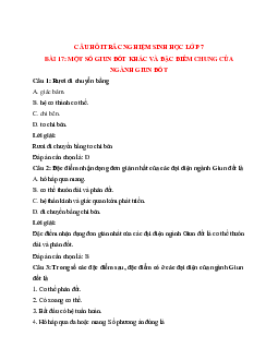 Trắc nghiệm Sinh học 7 Bài 17 có đáp án: Một số giun đốt khác và đặc điểm chung của ngành Giun đốt