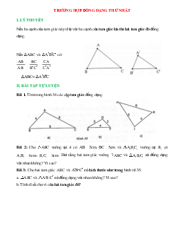 50 Bài tập Trường hợp đồng dạng thứ nhất của tam giác (có đáp án)- Toán 8