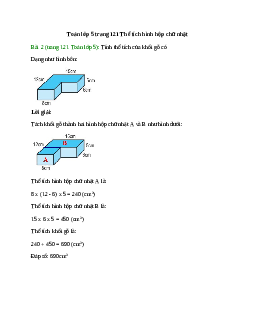Tính thể tích của khối gỗ có  Dạng như hình bên