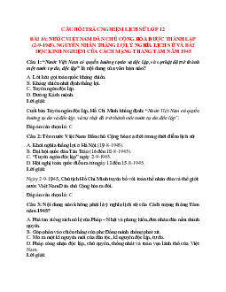 32 câu Trắc nghiệm Lịch sử 12 Bài 16 có đáp án 2023: Phong trào giải phóng dân tộc và tổng khởi nghĩa tháng Tám (1939-1945). Nước Việt Nam Dân chủ Cộng hòa ra đời - Phần 4