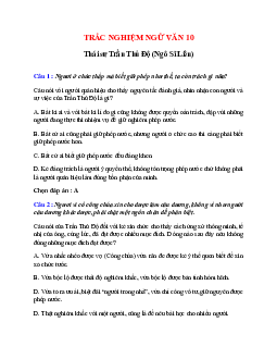 Trắc nghiệm Thái sư Trần Thủ Độ (Ngô Sĩ Liên) có đáp án – Ngữ văn lớp 10