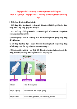 Lý thuyết Công nghệ 8 Bài 37 (mới 2023 + 10 câu trắc nghiệm): Phân loại và số liệu kỹ thuật của đồ dùng điện