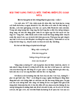 TOP 14 bài Bài thơ Sang thu là bức thông điệp lúc giao mùa, em hãy trình bày mạch cảm xúc của bài thơ 2023 SIÊU HAY