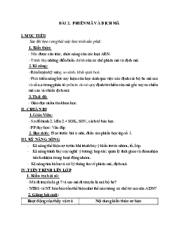 Giáo án Sinh học 12 Bài 2: Phiên mã và dịch mã mới nhất - CV5555