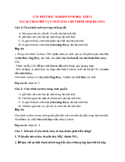32 câu Trắc nghiệm Sinh học 12 Bài 44 có đáp án 2023: Trao đổi vật chất qua chu trình sinh địa hóa