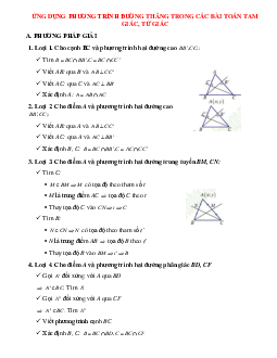 Bài tập về Ứng dụng phương trình đường thẳng trong các bài toán tam giác chọn lọc