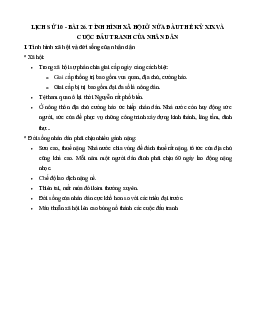 Lý thuyết Lịch sử 10: Bài 26: Tình hình xã hội ở nửa đầu thế kỉ XIX và phong trào đấu tranh của nhân dân mới nhất