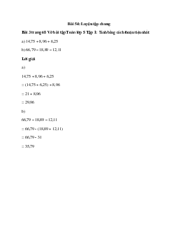 Tính bằng cách thuận tiện nhất: 14,75 + 8,96 + 6,25