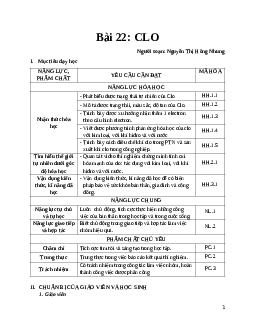 Giáo án Hóa học 10 bài Clo pp mảnh ghép mới nhất