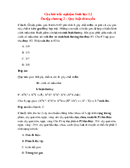 80 câu Trắc nghiệm Sinh học 12 Chương 2 có đáp án 2023: Quy luật di truyền
