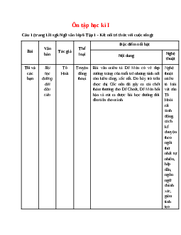 Soạn bài Ôn tập học kì 1 – hay nhất Kết nối tri thức